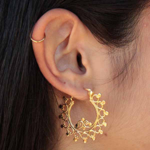 Boucles D'oreilles Créoles En Argent Filigrane - Modèle Aloalo, Marque SoaVani & Co, Qualité Argent 950/1000