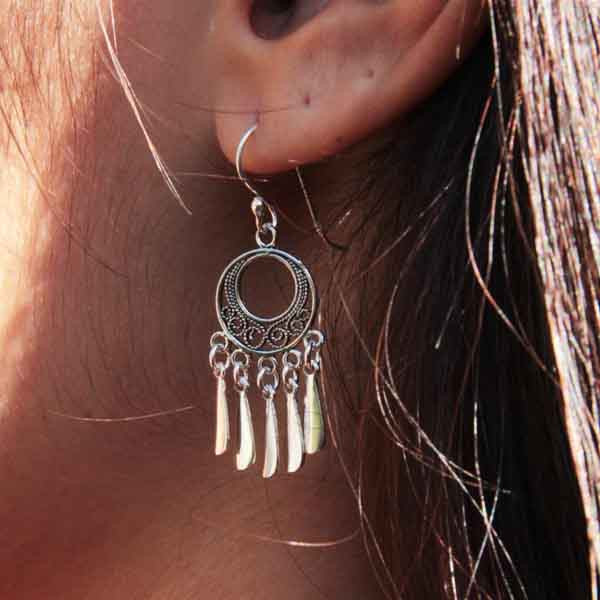 Boucles D'oreilles Orientales Bollywood Tamil Nadu - Crochets Argent 925 - Neuf Avec étiquettes