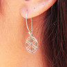 Boucles d'oreilles fantaisie pendantes rosaces argentées