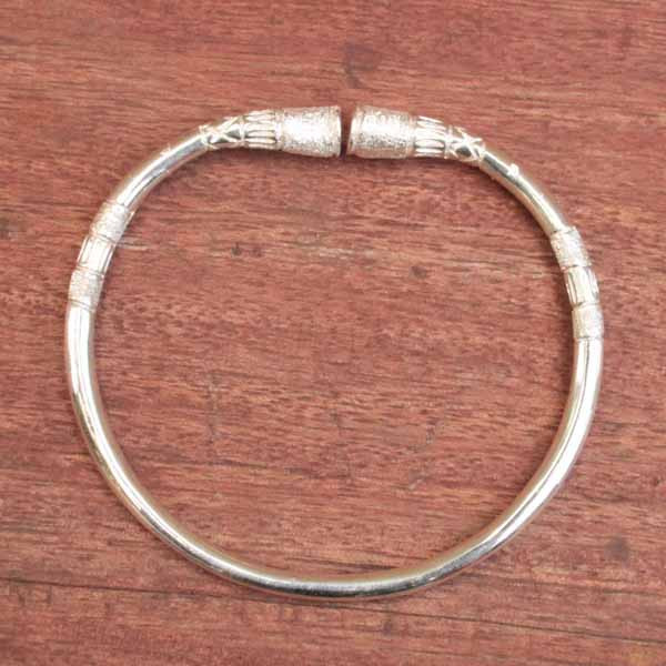 Bracelet Jonc En Argent Massif 950/1000 Vangovango Gasy - Orné De Détails Or, Marque SoaArtShop