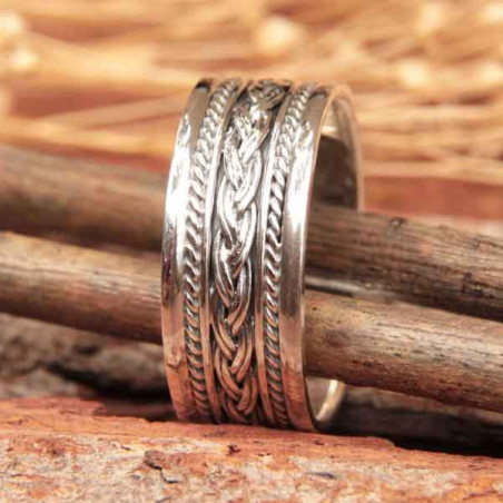 Bague mixte anneau ethnique argent tressé Khotao