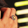 Bague fantaisie ronde argent et citrine
