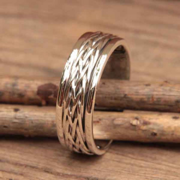 Bague Anneau Tressé Ajouré En Argent Massif - Taille 55 - Occasion