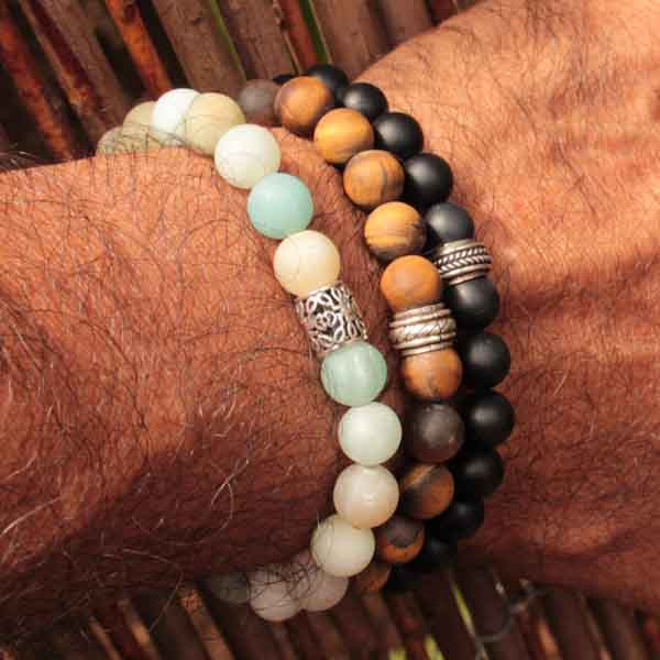 Bracelet Tibétain Tressé - Perles D'Agate Noire Mat - Ajustable - Neuf Avec Étiquettes