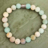 Bracelet mixte en amazonite et perle d'argent ciselé