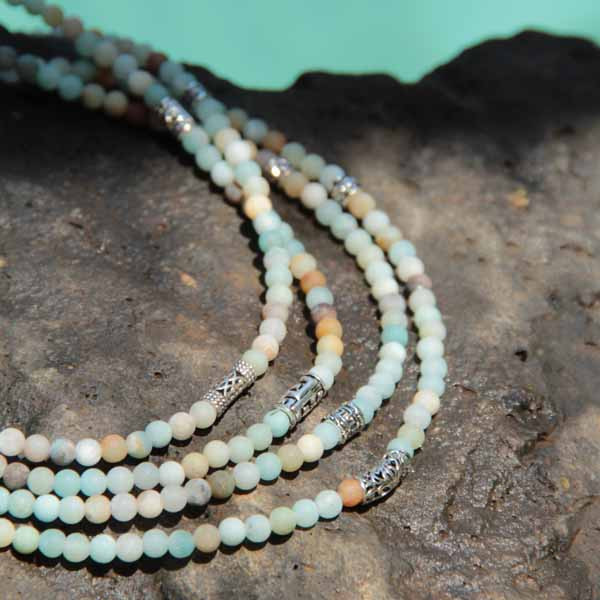 Fait Main 925 Collier Argent 8mm Naturel Amazonite Rond Perles, 18
