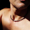 Collier Kerang pour homme en agates noires mat et argent