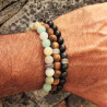 Bracelets fantaisie homme pierres naturelles et argent ciselé