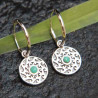 Boucles d'oreilles Pamplo argent et breloque ronde turquoise