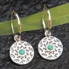 Boucles d'oreilles Pamplo argent et breloque ronde turquoise