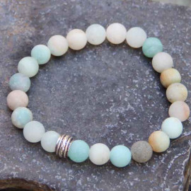 Bracelet fantaisie Naja boules d'amazonite mat et argent