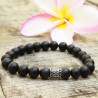 Bracelet Ainia en perles d'agates noires mat et argent
