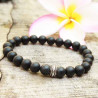 Bracelet perles noires Naja agates mat et argent