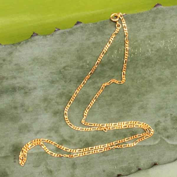 Créoles En Plaqué Or 18k - Motif Chaîne Figaro Alternée - Neuf Avec étiquettes