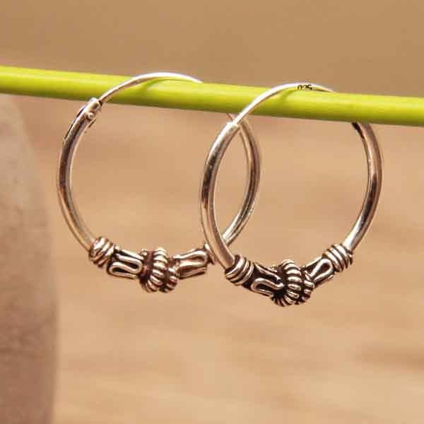 Boucles D'oreilles Créoles En Argent 925/1000 - Diamètre 1,4 Cm - Modèle Bali - Neuf Avec étiquettes