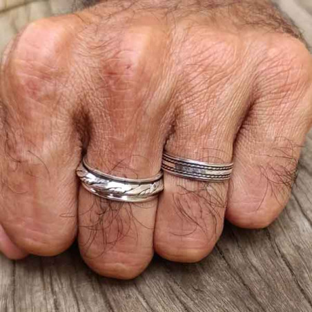 Anneaux argent antistress pour homme