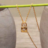 Collier fantaisie Heart lock en argent doré