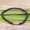 Bracelet homme boules agates noires totem argent