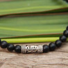 Bracelet homme boules agates noires totem argent