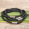 Bracelet homme boules agates noires totem argent