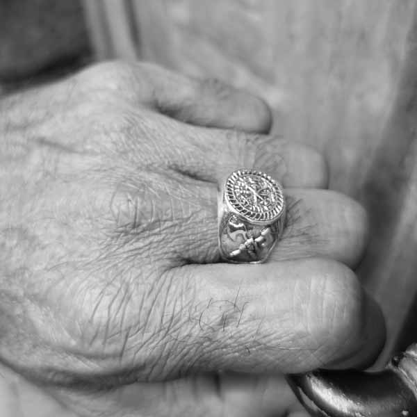 Chevalière Argent Sterling Avec Monnaie Indienne - Taille 58,5 (bague Homme/femme)
