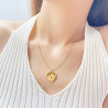 Collier mauvais oeil pierre bleue en acier doré
