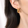 Boucles d'oreilles créoles cubaines ciselées en acier doré