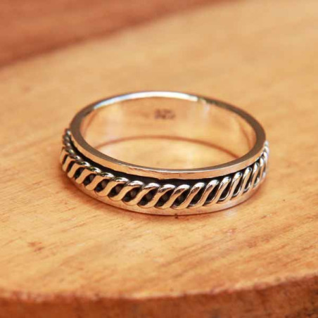 Anneau tournant antistress Era tresse infinie en argent