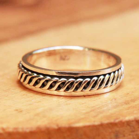 Anneau tournant antistress Era tresse infinie en argent