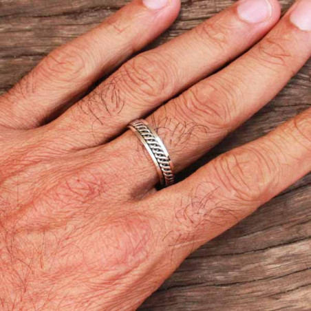 Bague antistress anneau tournant tresse infinie