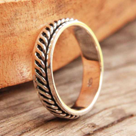 Bague antistress tresse infinie tournante en argent