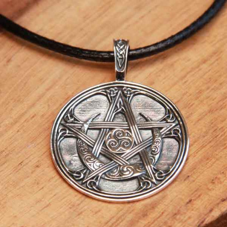 Collier homme médaille pentacle celtique en argent