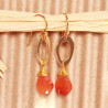 Boucles d'oreilles fantaisie pendantes dorées goutte de cornaline