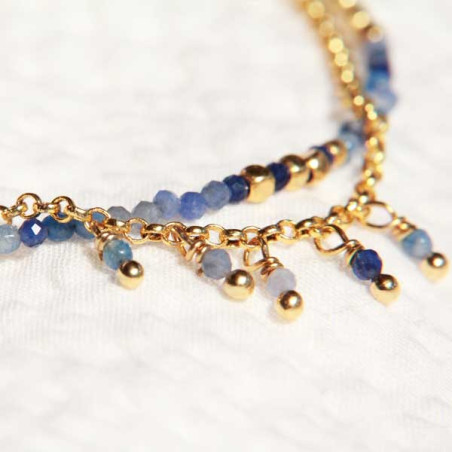 Bracelet fantaisie pierres bleues lapis et sodalite