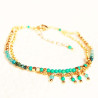 Bracelet fantaisie Séréna deux lignes dorées turquoise et howlite