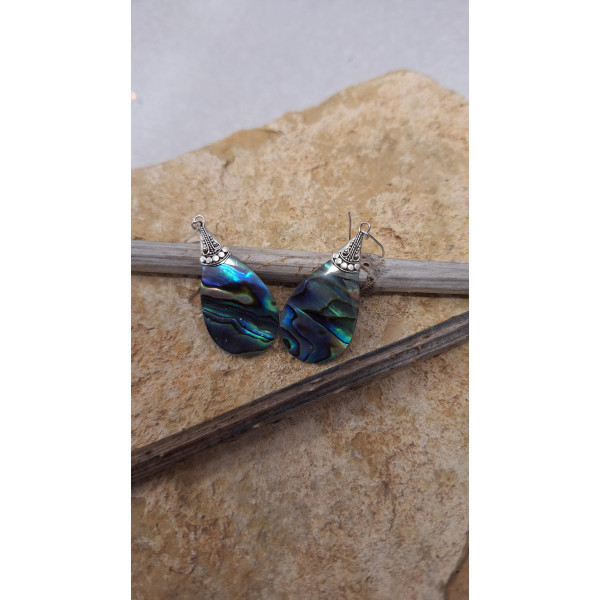 Boucles d'oreilles argent pendante en pierre de Bali