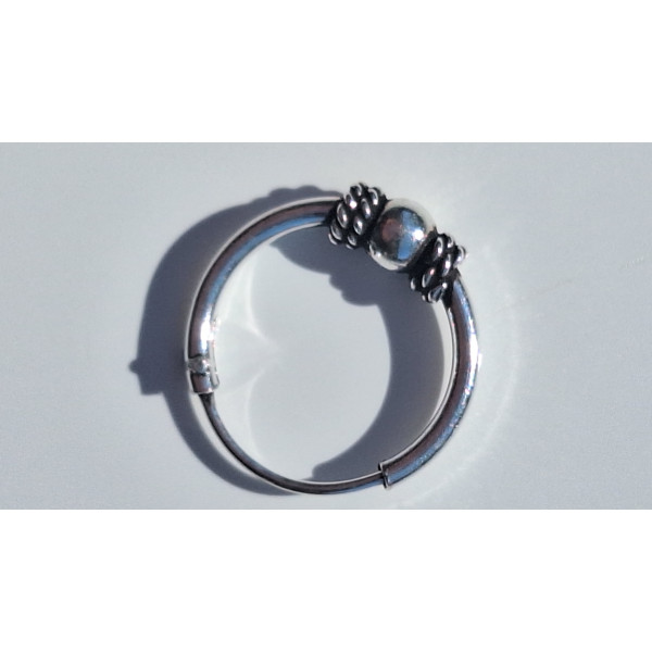 Boucles d'oreilles créoles javanaises 12 mm boule argent