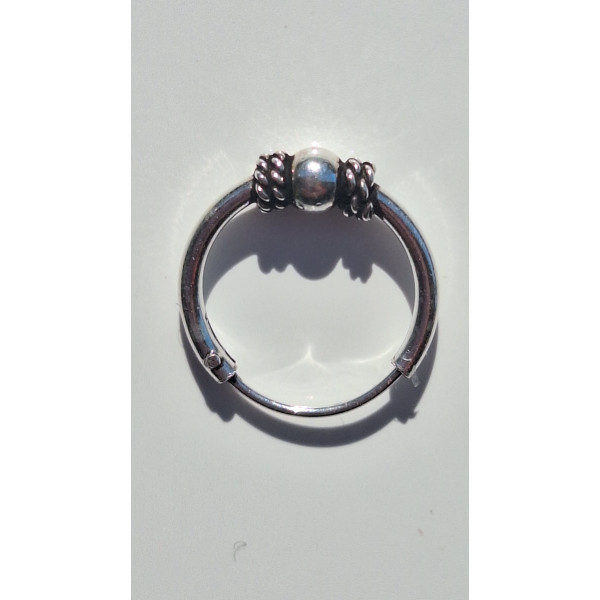 Boucles d'oreilles créoles javanaises 12 mm boule argent