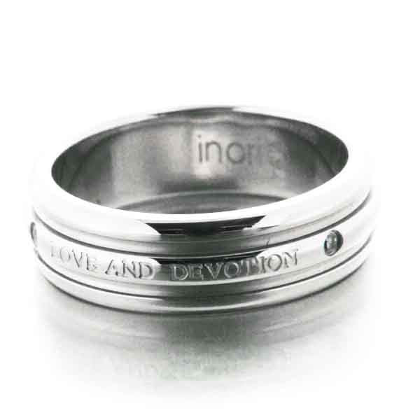 Bague Amour et Devotion, anneau de fidélité acier et zircon