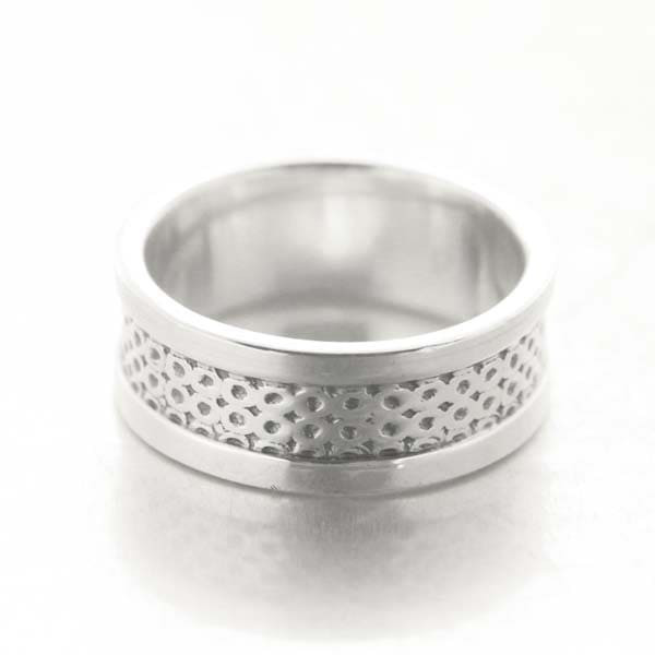 Bague argent Dana anneau plat et cercles ciselés