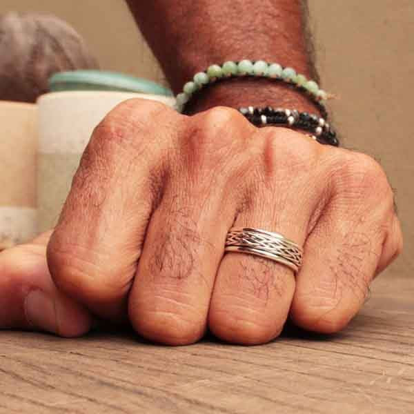 Anneau tribal tressé Minhaï en argent