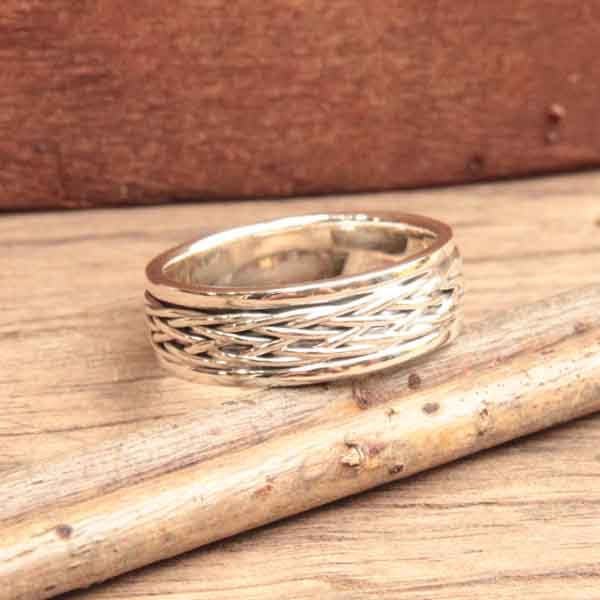 Anneau tribal tressé Minhaï en argent