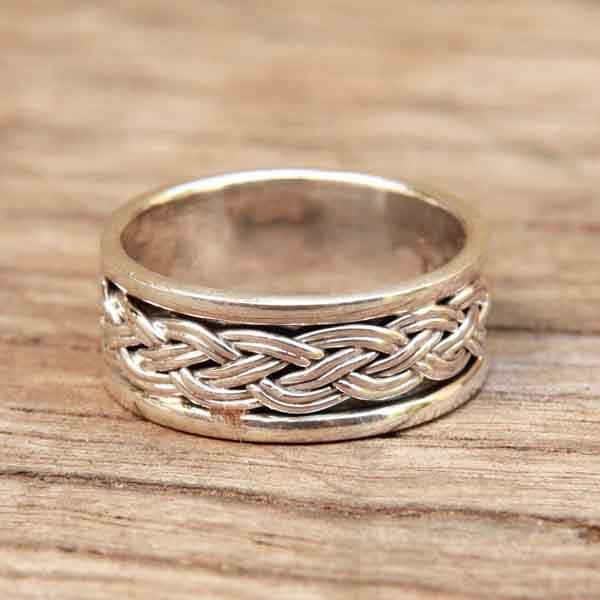 Bague ethnique anneau argent tressé Mario