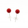 Boucles d'oreilles puces "Red Sea" en argent et boule de corail rouge
