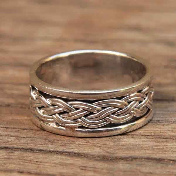 Bague ethnique anneau argent tressé Mario