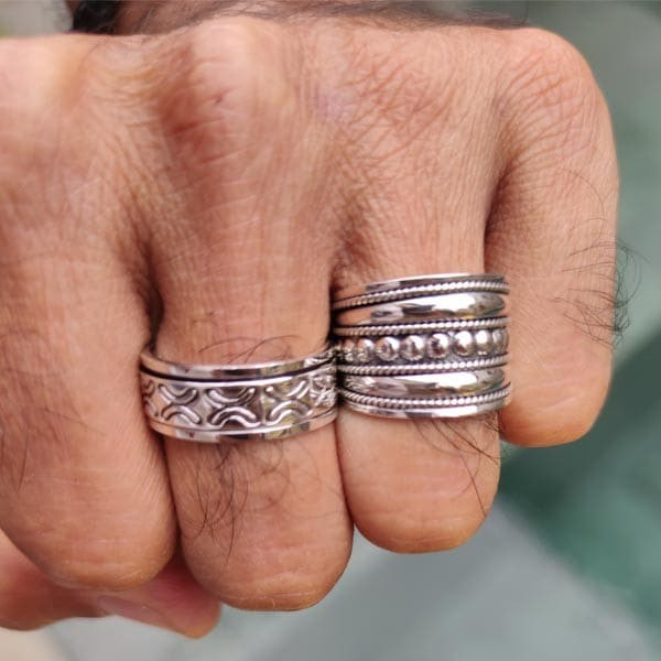 Anneau tournant antistress Tabao en argent massif