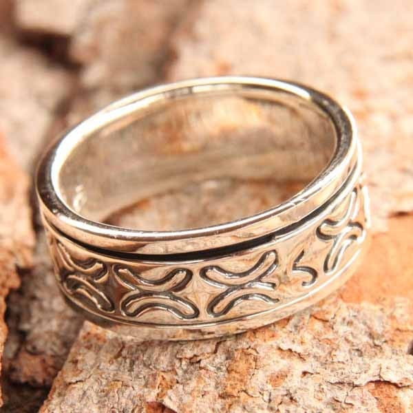 Anneau tournant antistress Tabao en argent massif