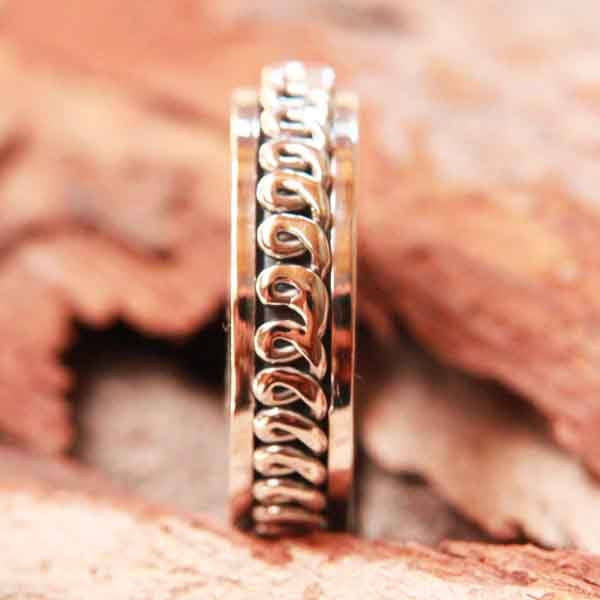 Anneau tournant antistress Molga en argent