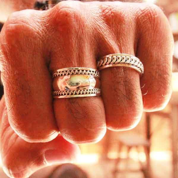 Anneau tournant antistress Molga en argent