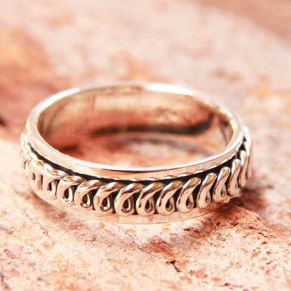 Anneau tournant antistress Molga en argent